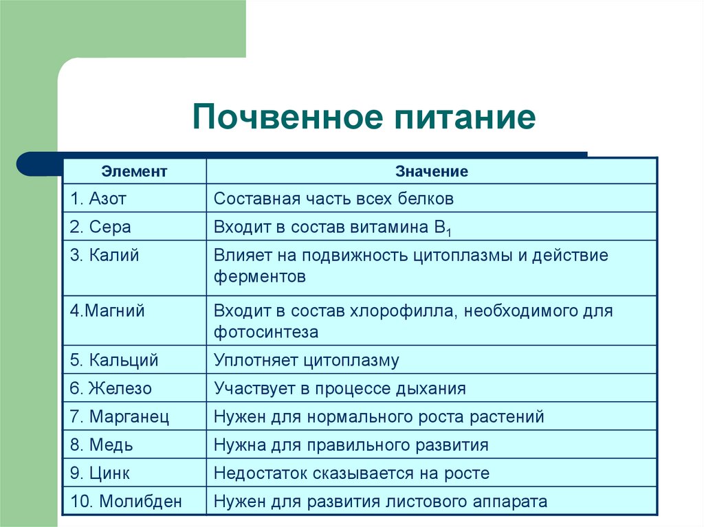 Минеральное питание растений и значение воды презентация 6 класс пономарева