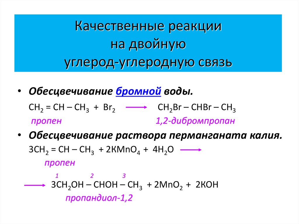 Качественные реакции на двойную углерод-углеродную связь