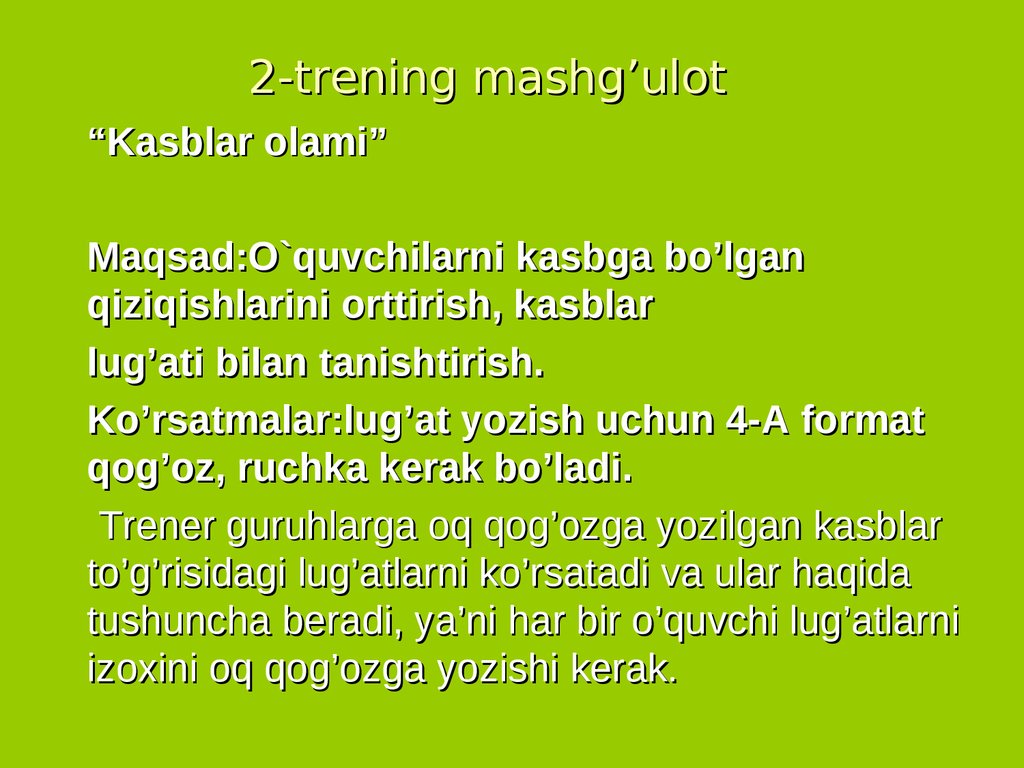 2-trening mashg’ulot