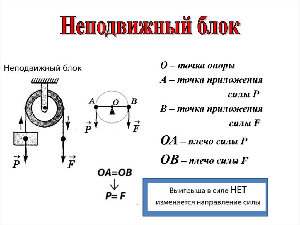 Неподвижный блок рисунок физика 7 класс