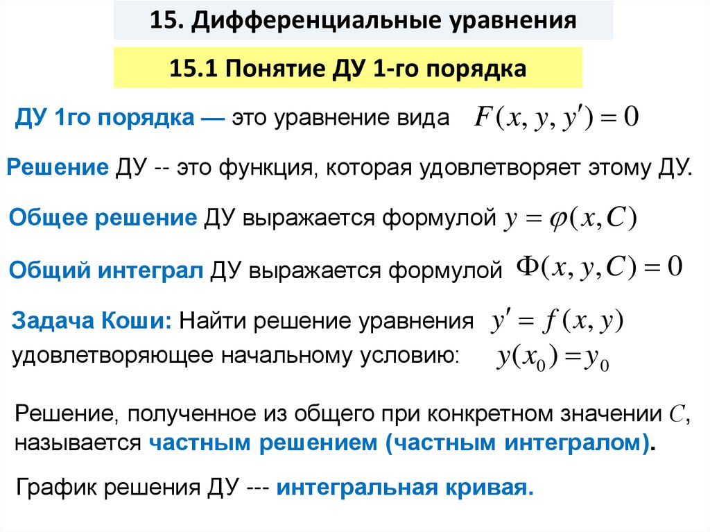 Решение уравнений первого порядка