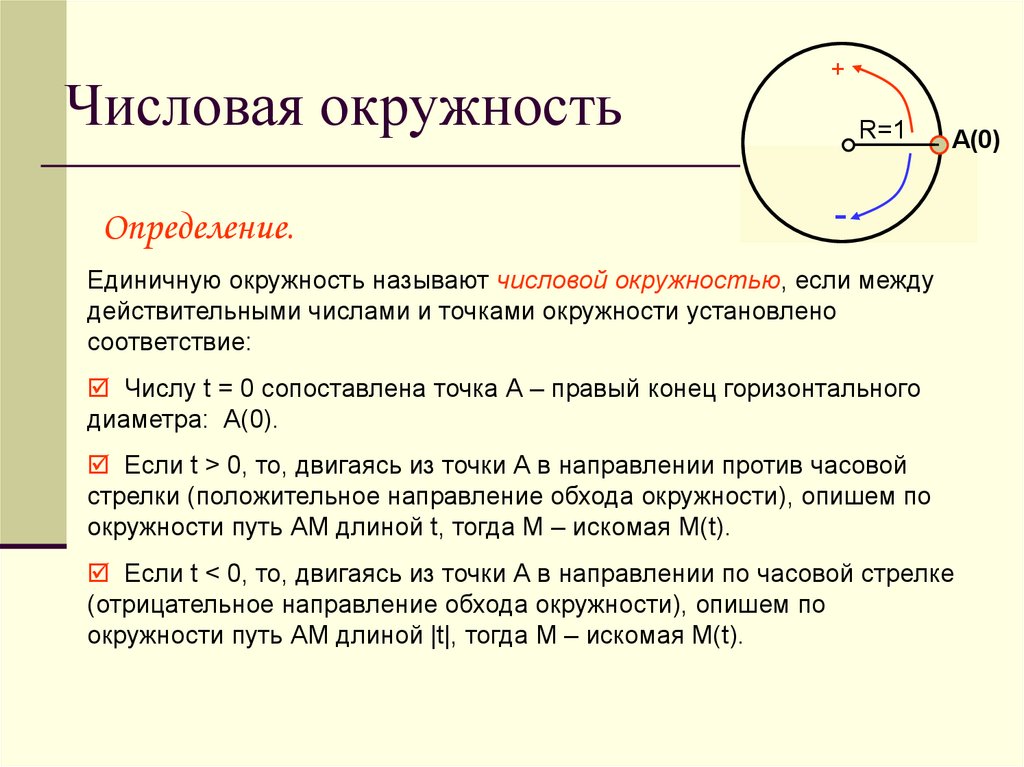 Окружность 10 класс. Числовая единичная окружность 10 класс.