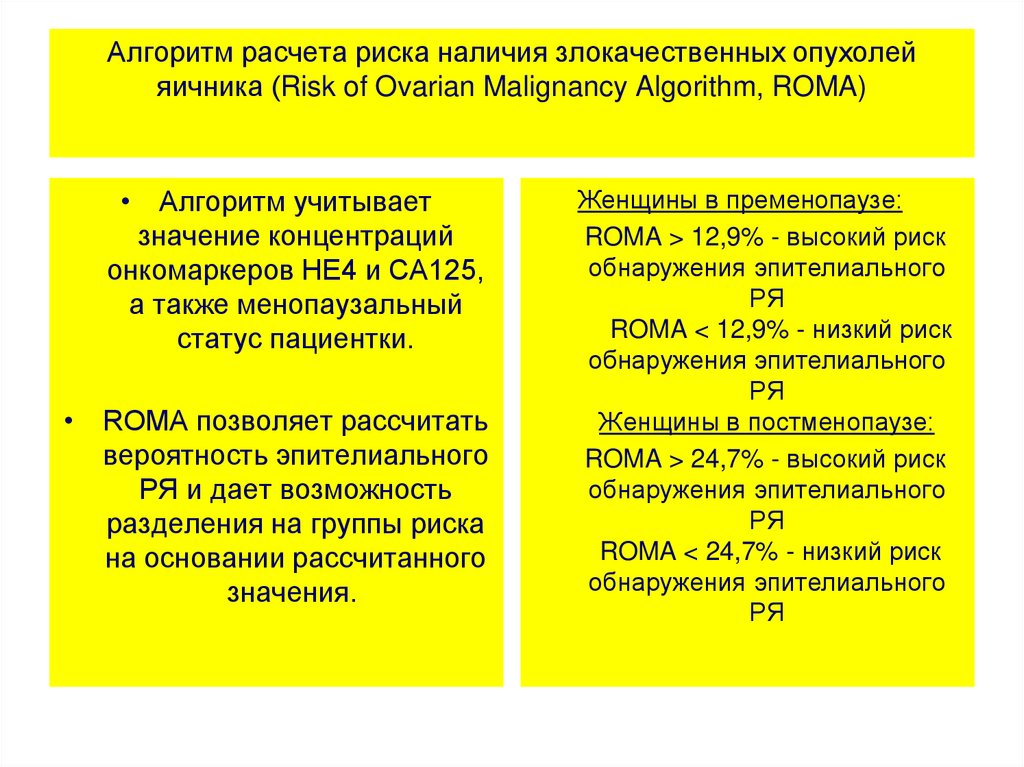 Алгоритм roma. Алгоритм ROMA 1 норма у женщин по возрасту.