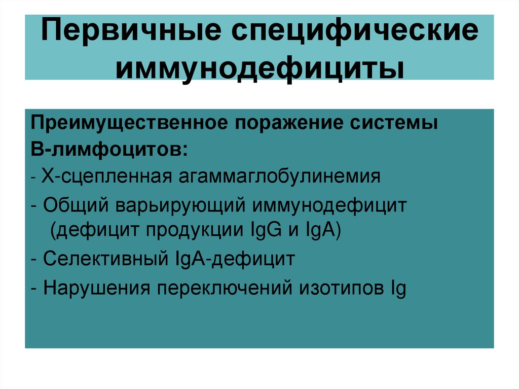 Преимущественное поражение. Первичные специфические иммунодефициты. Иммунодефицит с поражением в-лимфоцитов. Первичный иммунодефицит с преимущественным поражением в лимфоцитов. Иммунодефицитные состояния с нарушениями в системе в-лимфоцитов.