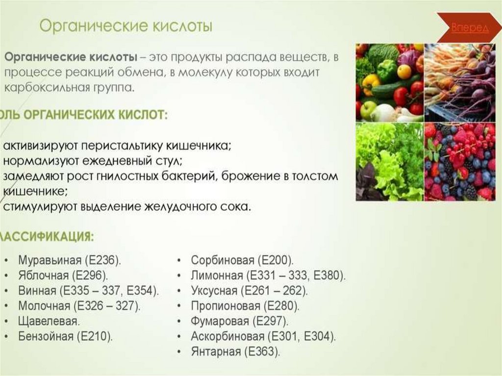 Состав растительного продукта. Органические кислоты. Органические кислоты в пищевых продуктах. Перечислите органические кислоты. Многообразие органических кислот.