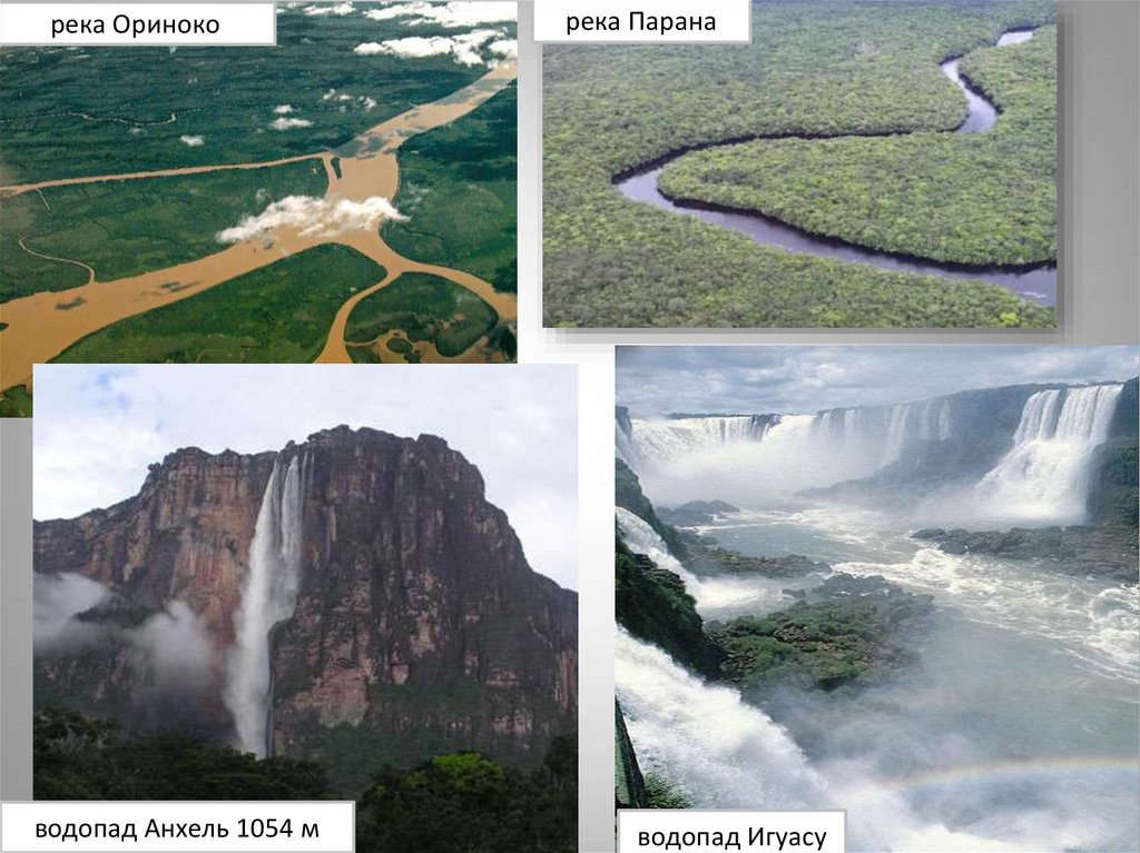Направление реки ориноко. Ориноко водопад. Реки Амазонка Ориноко Парана. Река Ориноко Южная Америка. Река Парана река Ориноко.