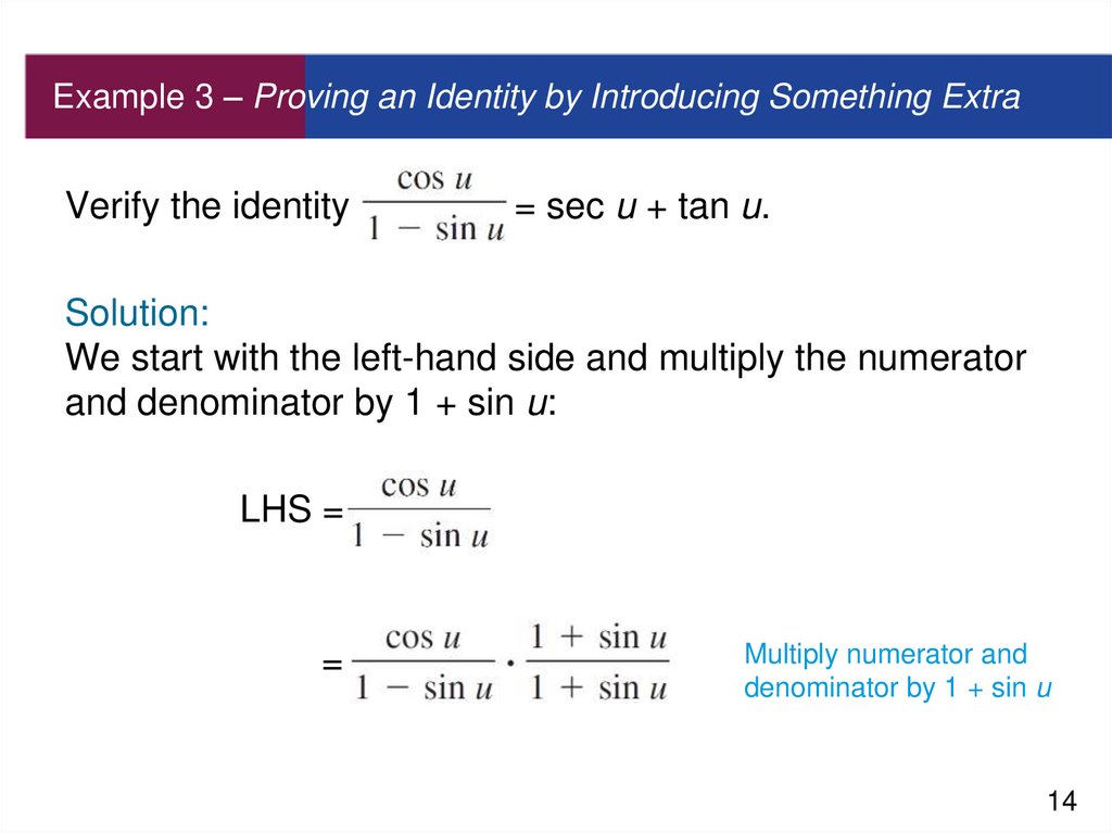 Example 3 – Proving an Identity by Introducing Something Extra