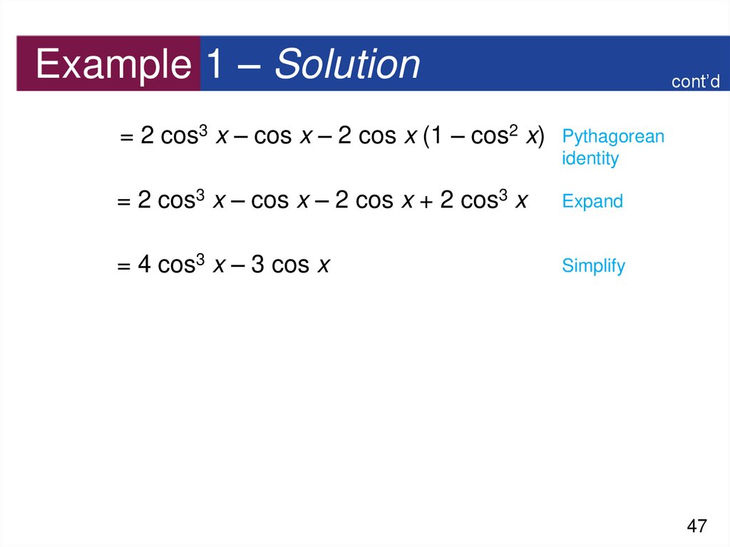 Example 1 – Solution