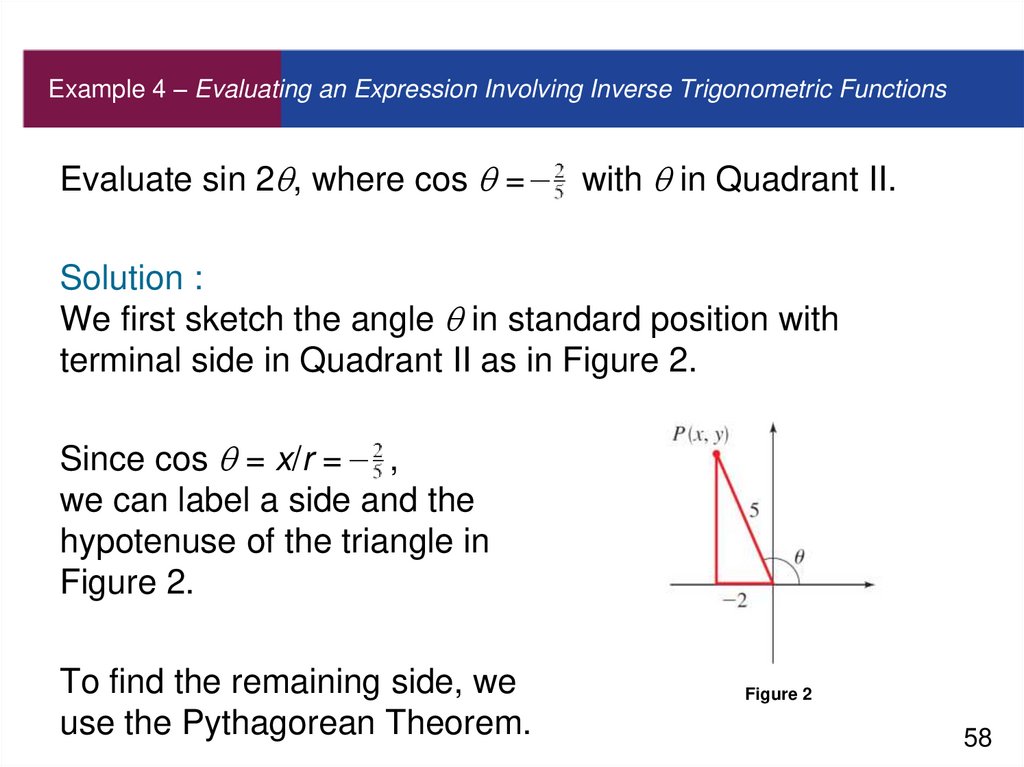 Example 4 – Evaluating an Expression Involving Inverse Trigonometric Functions