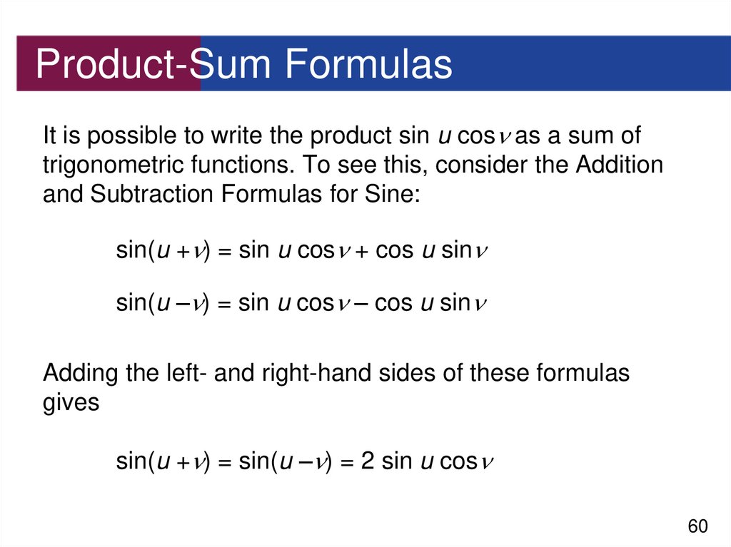 Product-Sum Formulas