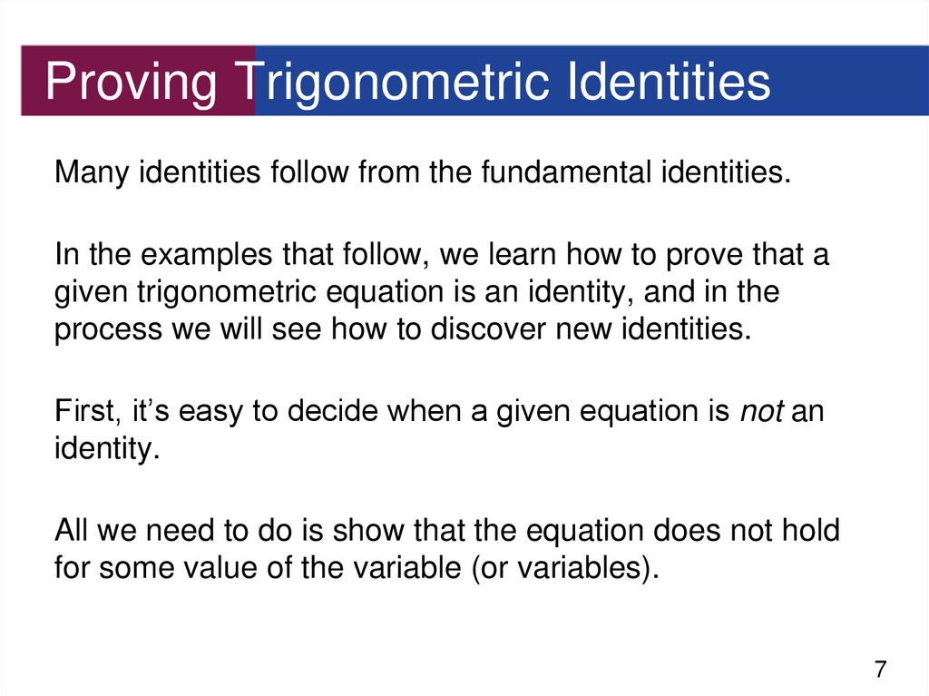 Proving Trigonometric Identities