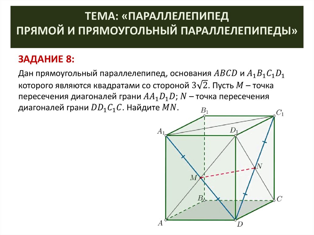 Параллелепипед. Прямой и прямоугольный параллелепипеды - online ...