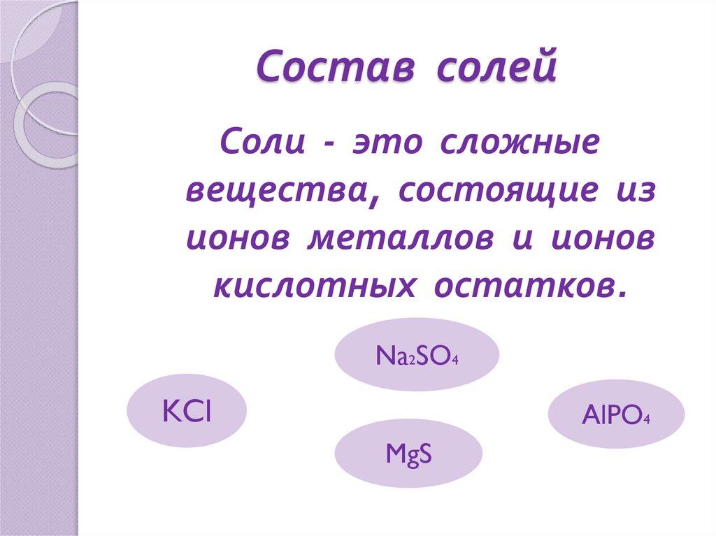 В состав соли входит