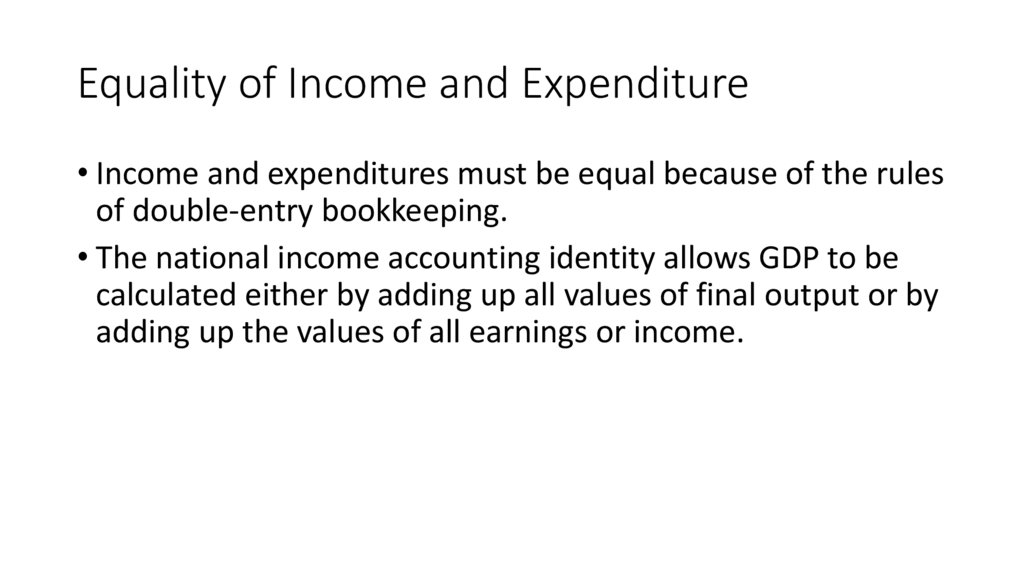 Equality of Income and Expenditure
