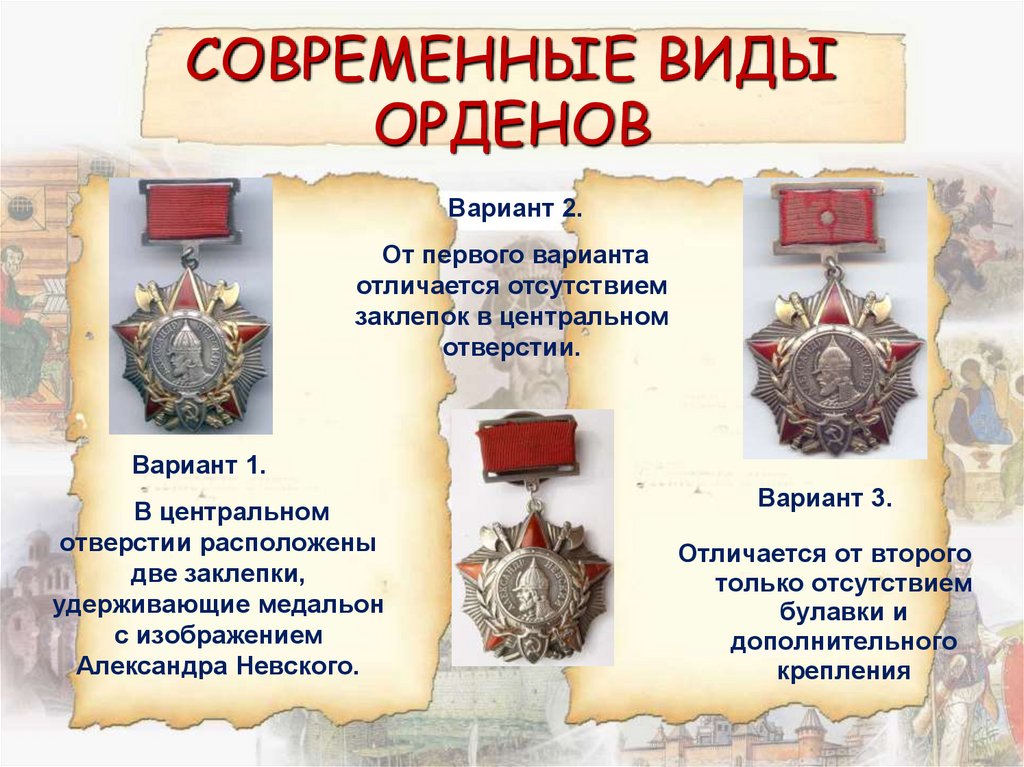 СОВРЕМЕННЫЕ ВИДЫ ОРДЕНОВ