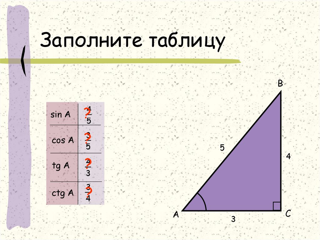 Заполните таблицу