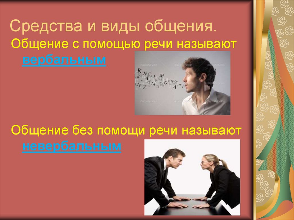 Средства и виды общения.