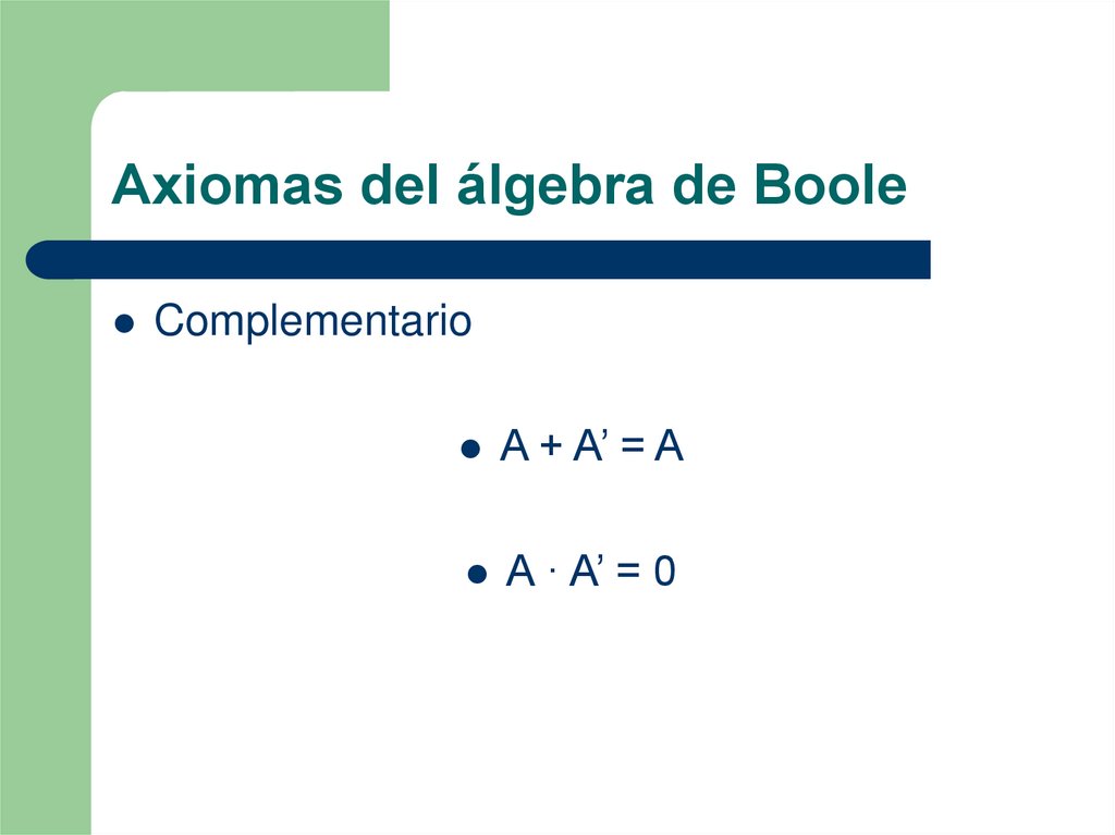 Axiomas del álgebra de Boole