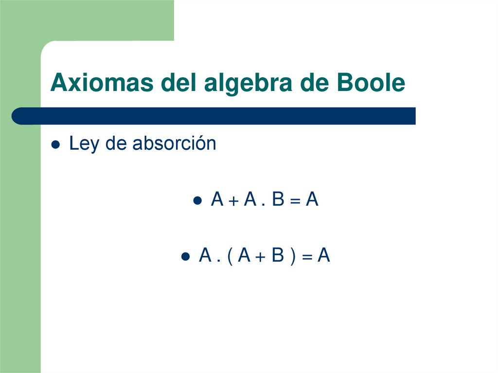 Axiomas del algebra de Boole