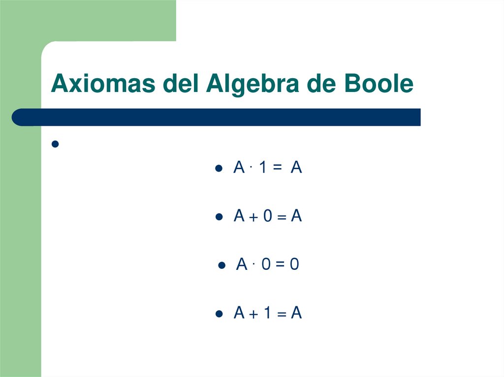 Axiomas del Algebra de Boole