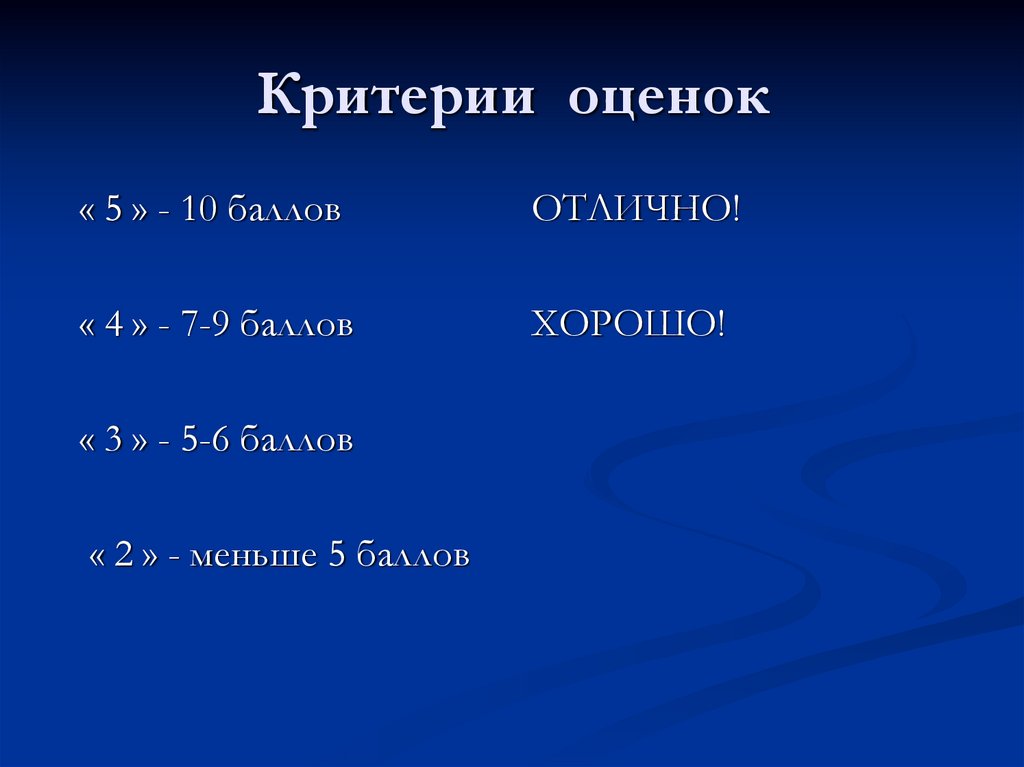Критерии оценок
