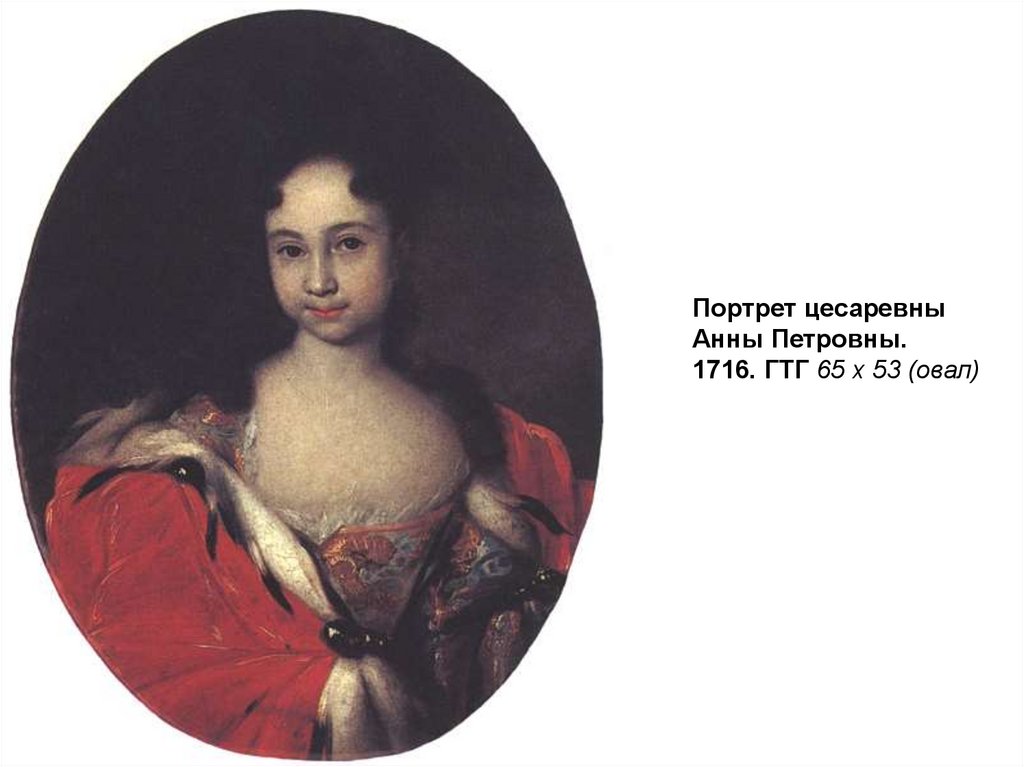 Б н никитин. Портрет цесаревны Анны Петровны. 1715.