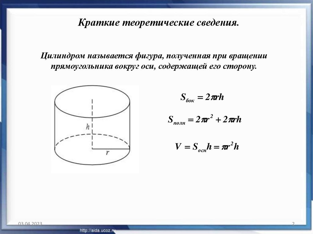 Найти площадь вращения