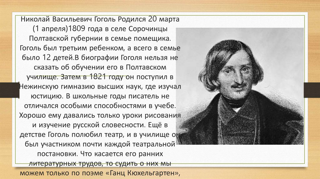 Биография Гоголя: самое главное кратко
