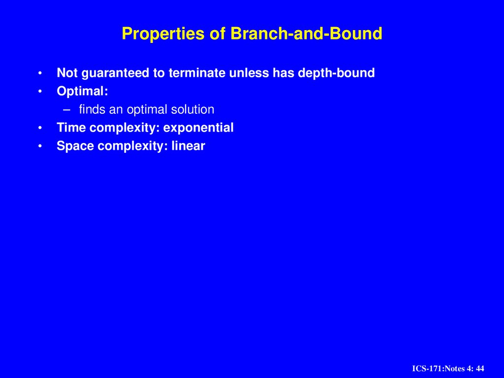 Pseudocode for Branch and Bound Search (An informed depth-first search)
