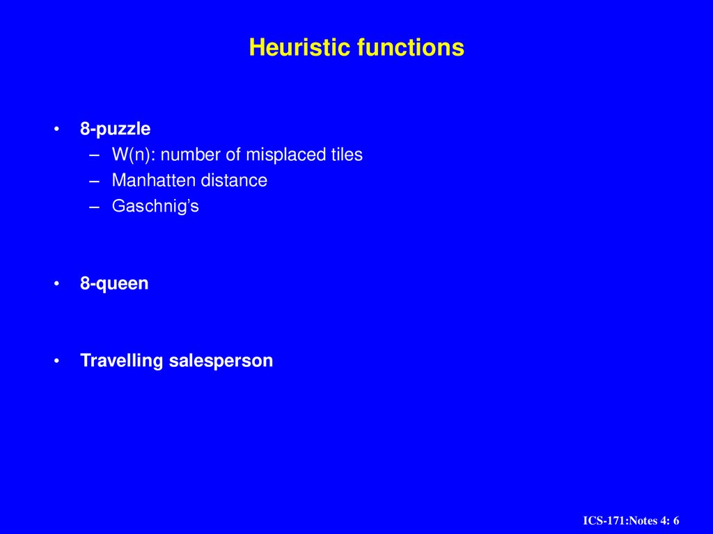 Heuristic functions
