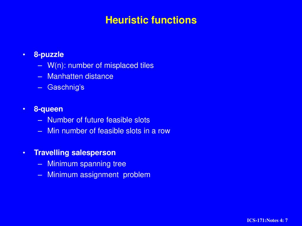 Heuristic functions