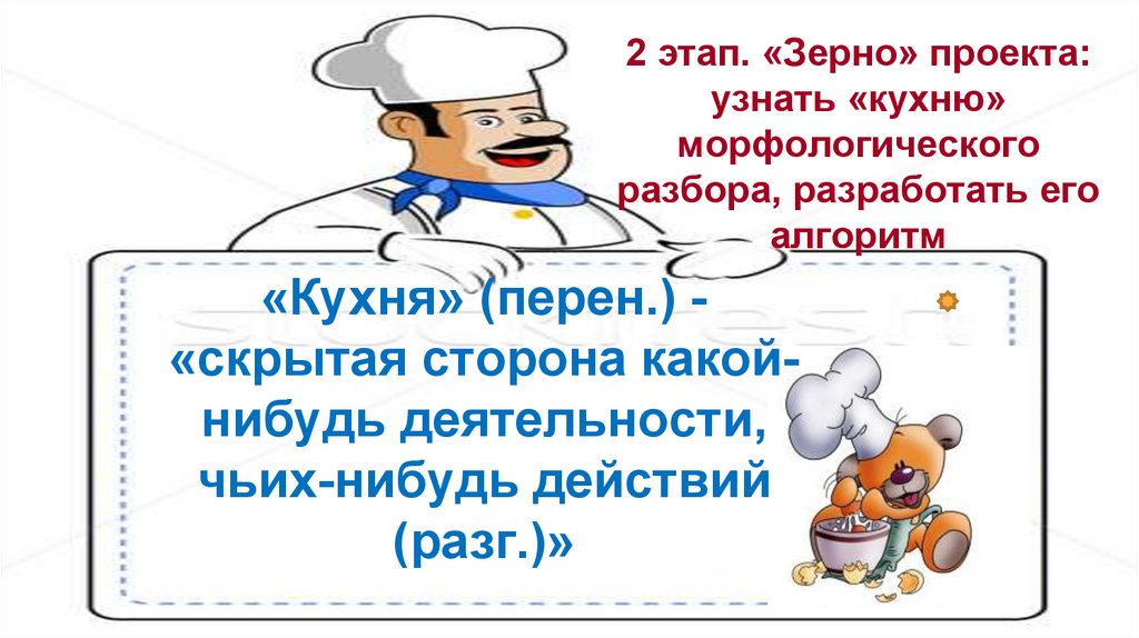 Кухня морфологического разбора глагола. Кулинарно-лингвистический ...