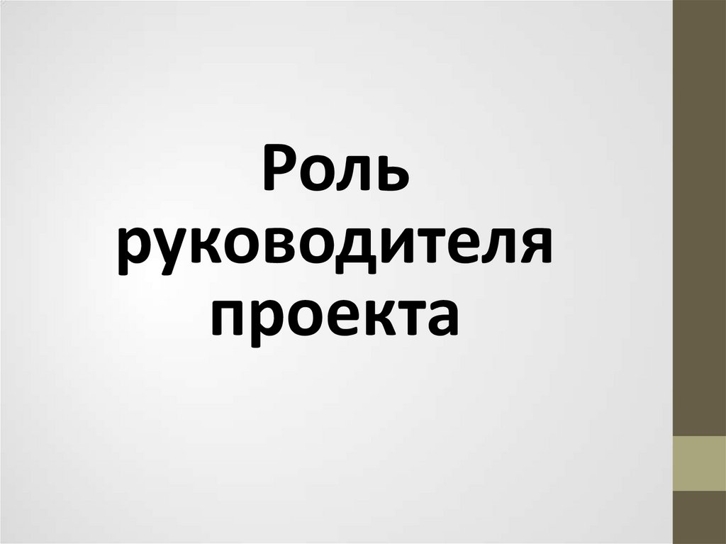 Роль руководителя в проекте