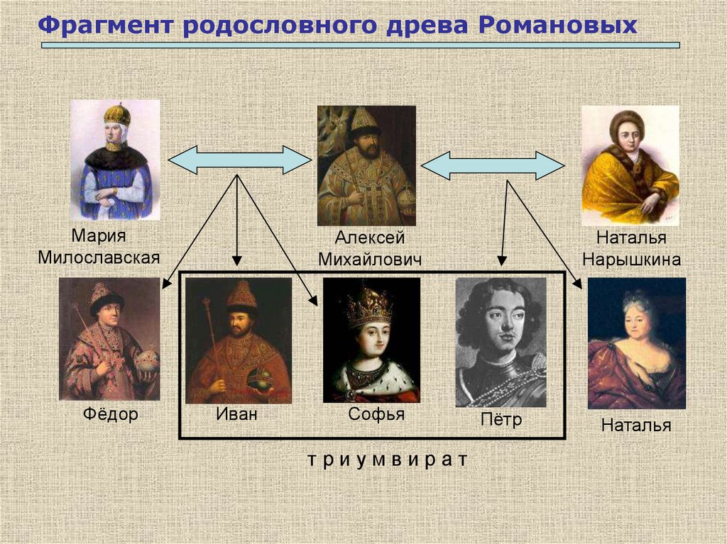 Фрагмент родословного древа Романовых