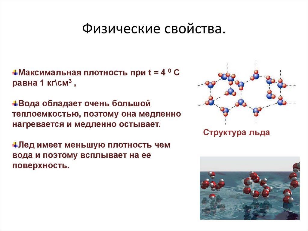 Химические особенности воды