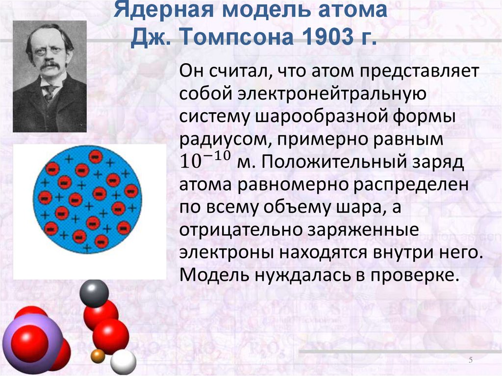 Физика 9 радиоактивность модели атомов презентация. Модель Томсона физика 9 класс. Ядерная модель атома Дж. Томпсона 1903 г.р. Ядерная модель атома. Модель атома Томсона.