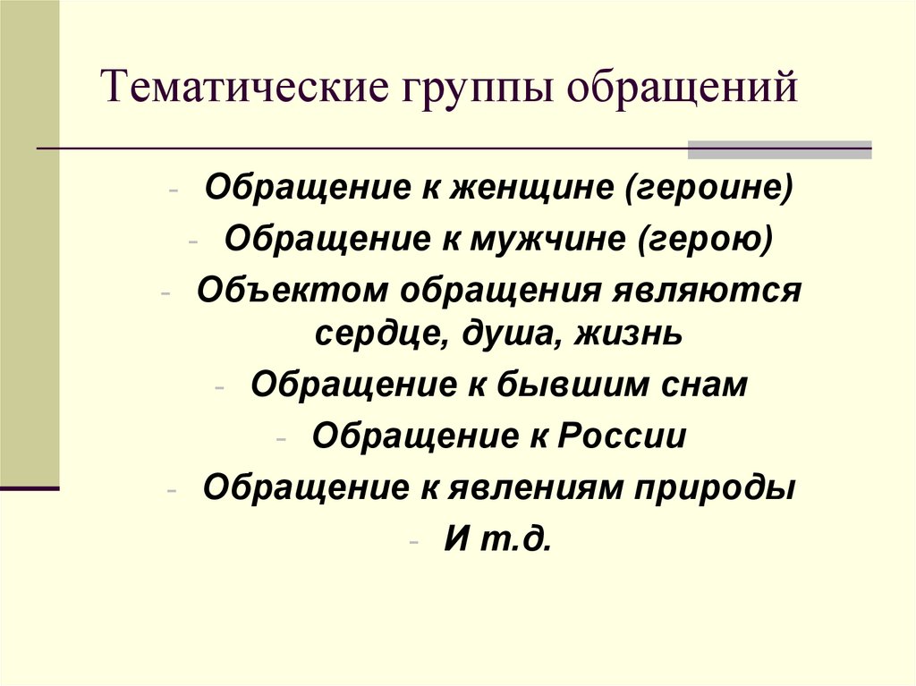 Тематические группы обращений