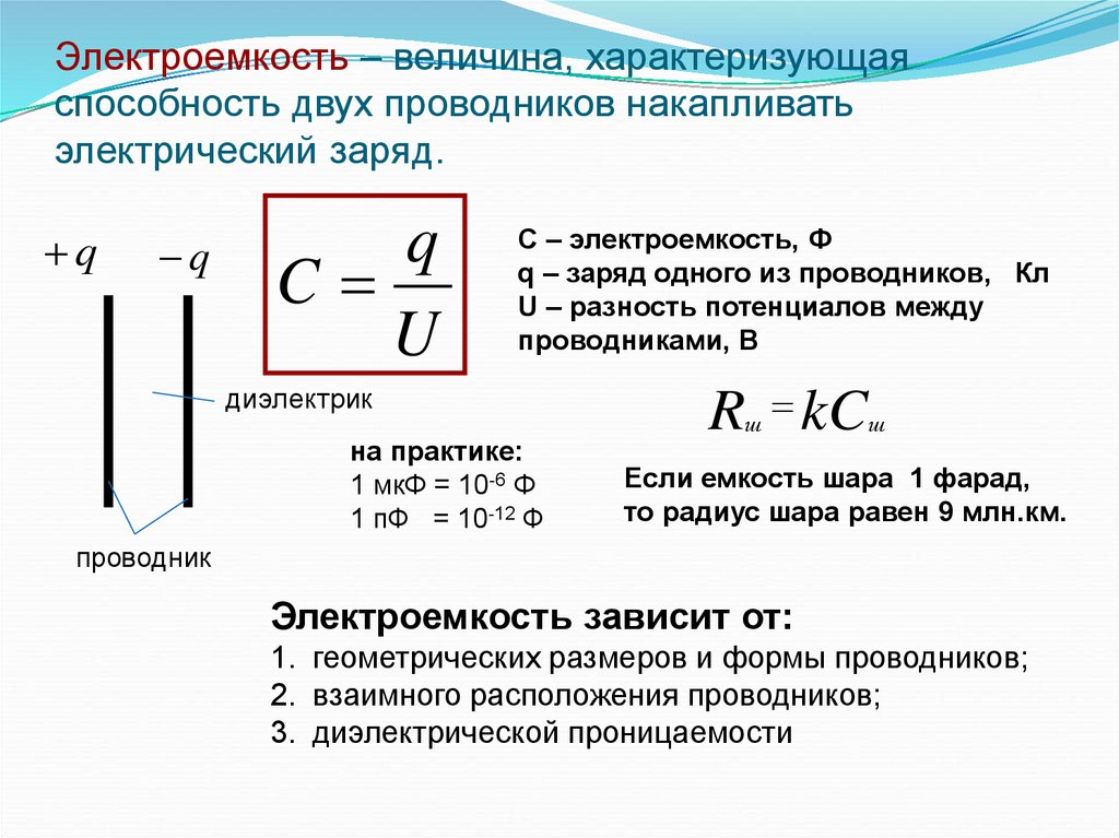 Величина характеризующая электрическое поле 10 букв. Электрическая ёмкость конденсатора формула. Емкость конденсатора физика. Формула емкости проводника конденсатора. Электроемкость заряженного конденсатора формула.