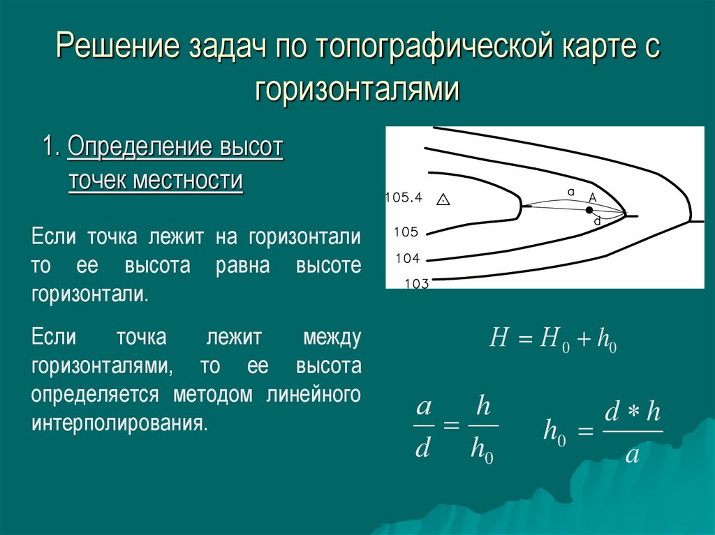 Определение высоты точки на карте. Определение высоты точки между горизонталями. Как найти высоту между горизонталями. Решение задач по топографической карте с горизонталями. Высота точки между гори.