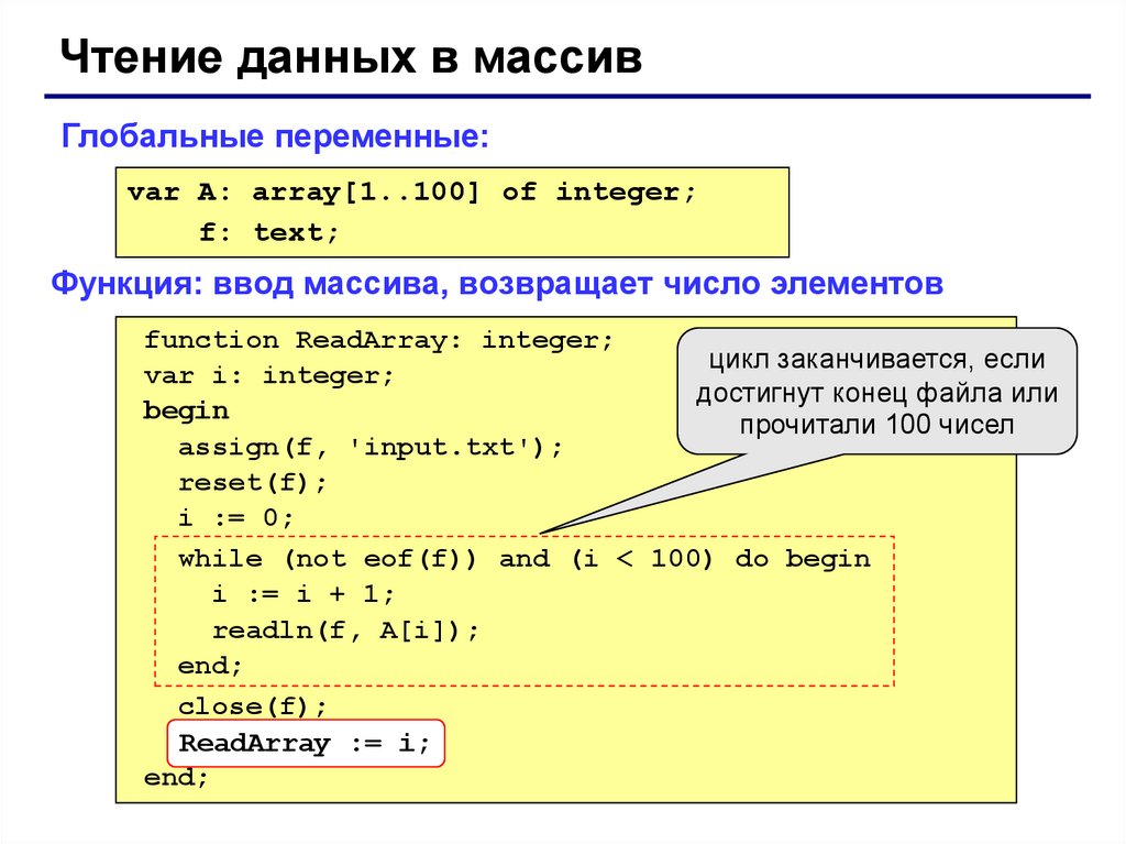 Функция принимает на вход массив