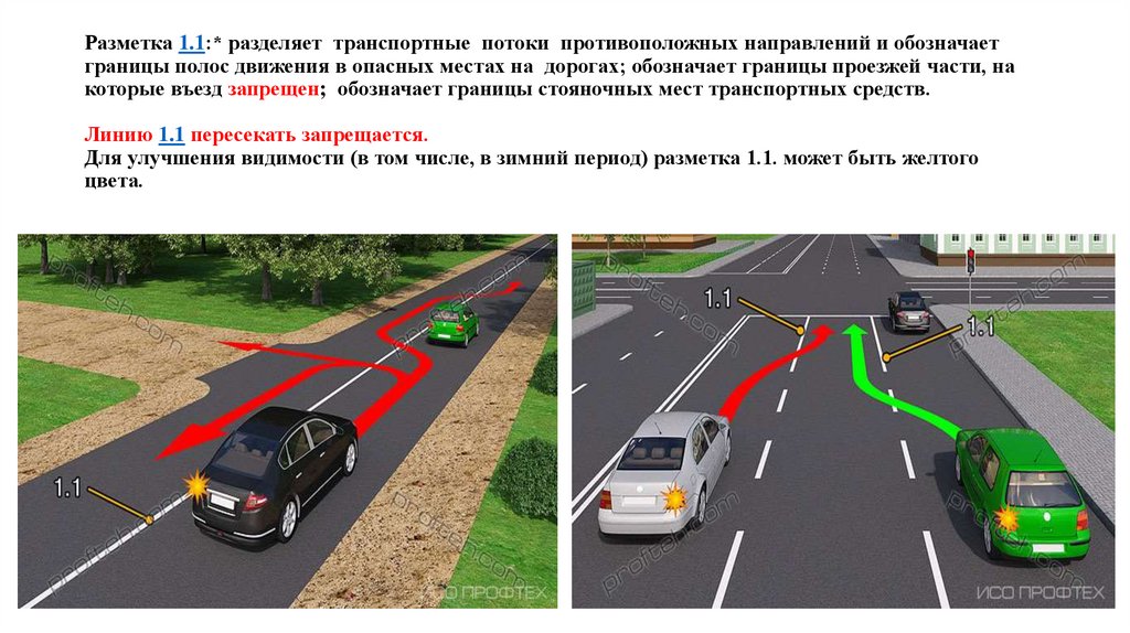 Линия разделяющая транспортные потоки противоположных направлений