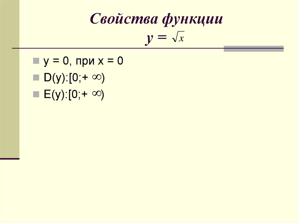 Свойства функции у =