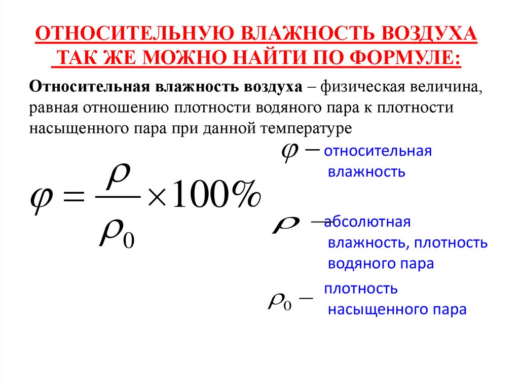 Насыщенный пар, его свойства. Влажность