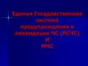 Единая Государственная система предупреждения и ликвидации ЧС (РСЧС) и МЧС