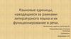 Языковые единицы, находящиеся за рамками литературного языка и их функционирование в речи