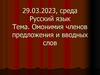 Омонимия членов предложения и вводных слов