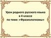 Фразеологизмы. Русский язык. 4 класс