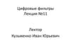 Цифровые фильтры  (лекция № 11)