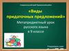 Виды придаточных предложений. Метапредметный урок русского языка в 9 классе