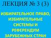 Избирательное право, избирательные системы и референдум зарубежных стран. Лекция №3